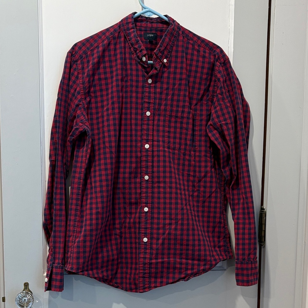 J. Crew Factory Red and Blue Button Down Shirt